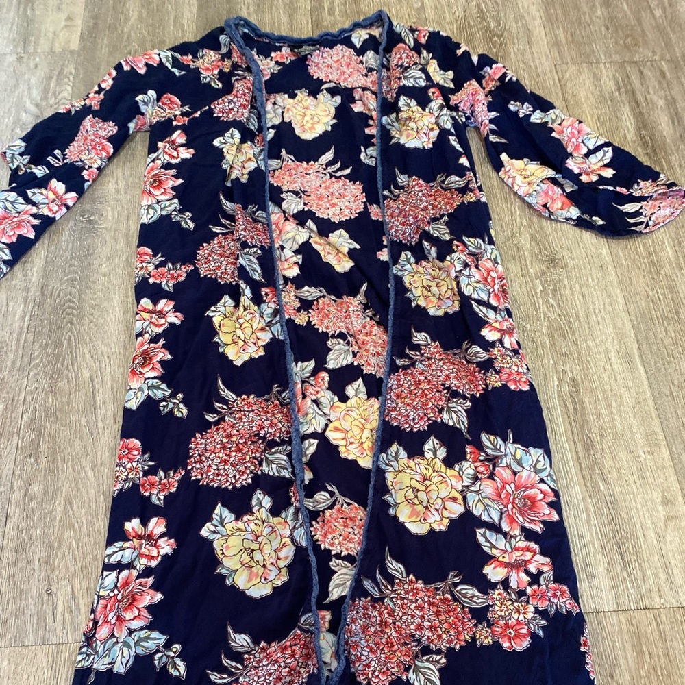 Angie Floral Navy Kimono Top